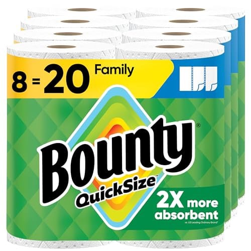 Bounty Quick Size Paper Towels, White, 8 Family Rolls (107 Sheets) Deal