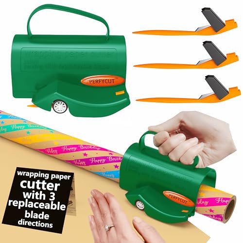 Wrapping Paper Roll Cutter Tool with 3 pcs Replaceable Blade Kit