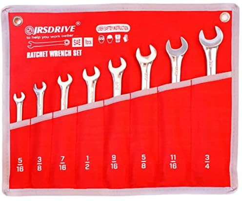 JRSDRIVE 8pc SAE Ratcheting Wrench Set
