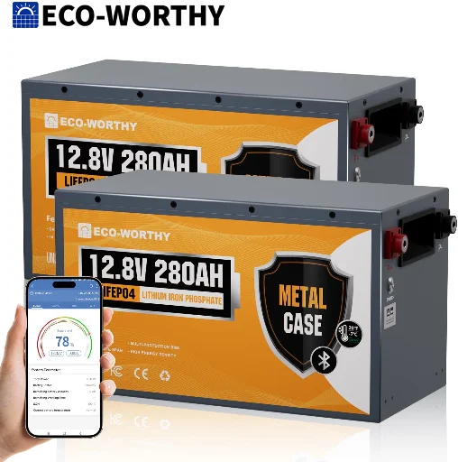 ECO-WORTHY 3584Wh 12V 280Ah Smart LiFePO4 Battery for RV w/ Bluetooth