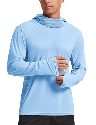 PINSPARK Men's UPF 50+ Long Sleeve Sun Hoodie Fishing Shirt w/ Mask