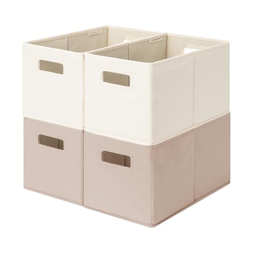 4-Pack Fabric Storage Bins in Ivory and Light Brown Deal