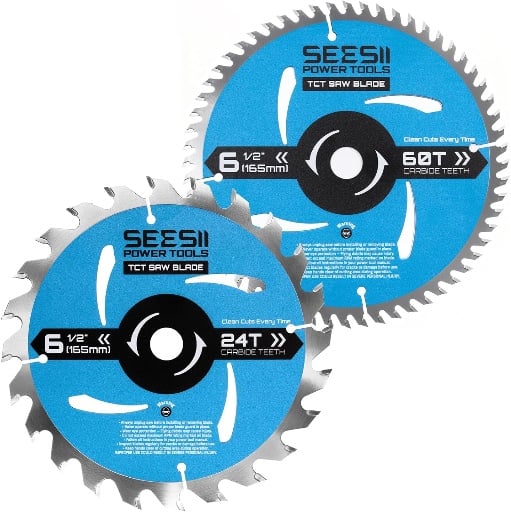 Seesii 7-1/4" Circular Saw Blade 24T & 60T 2-Pack Combo
