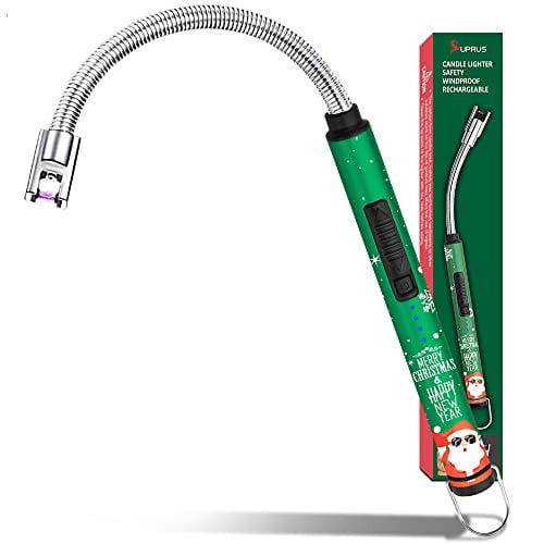 SUPRUS Rechargeable Electric Arc Lighter with 360° Flexible Neck & Triple Safety (Christmas Green) Deal