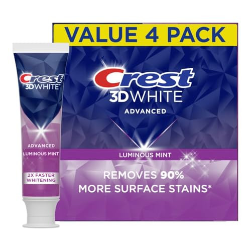 4-Pack 3.7-Oz Crest 3D White Advanced Toothpaste (Luminous Mint)