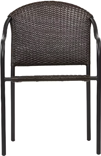 Style Selections Pelham Bay Wicker Stackable Matte black Steel Frame Stationary Dining Chair with Woven Seat Deal