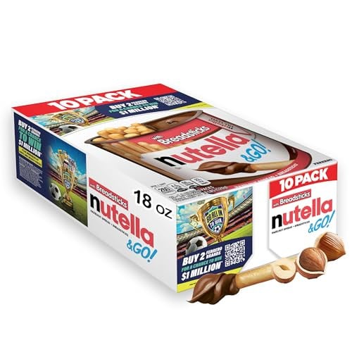 Nutella & GO! Chocolate Hazelnut Spread with Cocoa + Breadsticks 10 Snack Packs