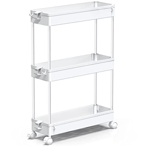 SPACEKEEPER Slim Rolling Storage Cart 3 Tier