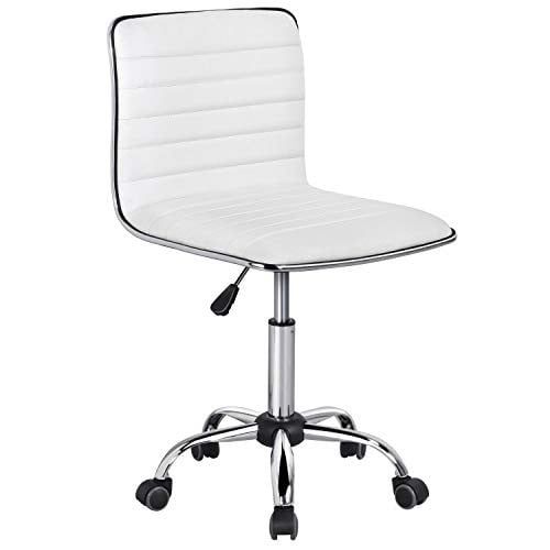 Yaheetech Adjustable Swivel Low-Back PU Leather Task Chair (White) Deal