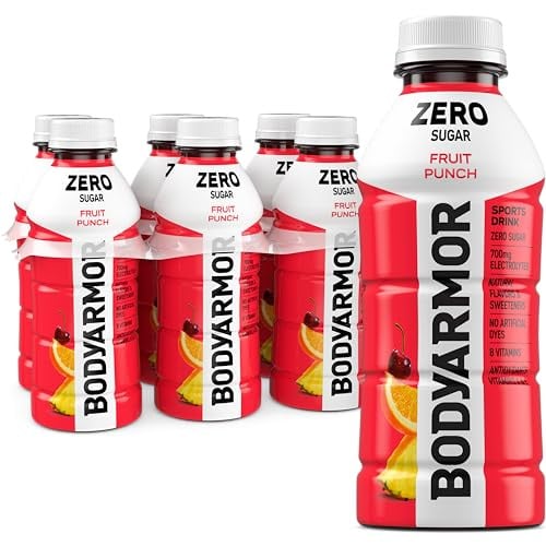 (Prime Deal) BODYARMOR ZERO Sugar Fruit Punch or Reg. Straw Banana Electrolyte Drink, 16 Fl Oz Bottles (6 Pack) Deal