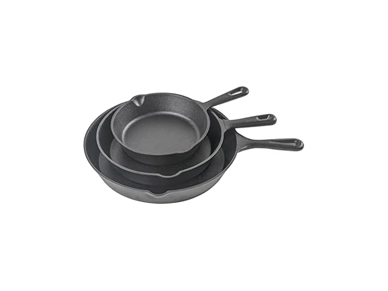 Commercial CHEF Pre-seasoned Cast Iron Cookware Skillet Set (8", 10", 12") Deal