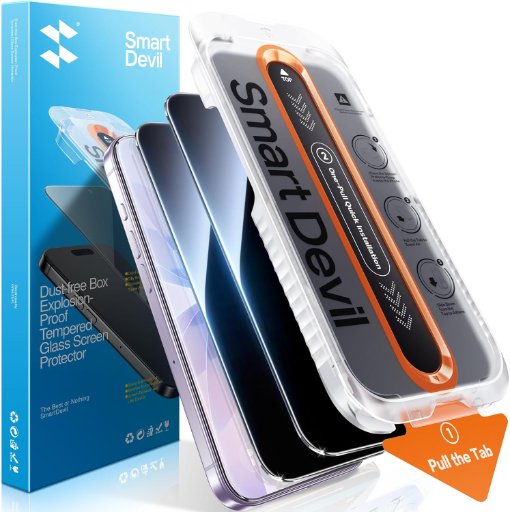 SMARTDEVIL 2-Pack Privacy Glass Screen Protector for iPhone 17, 17 Pro, 17 Pro Max, & Air