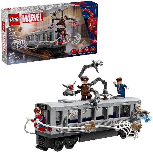 LEGO Marvel Spider-Man vs Doc Ock Subway Train Scene Building Set 76321, 393 Pcs.