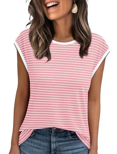 XIEERDUO Striped Shirts Cap Sleeve Tops Deal