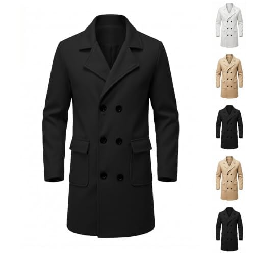 Mens Long Double Breasted Trench Coat