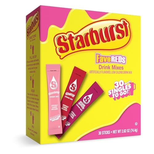 Singles To Go! Starburst Fav Reds Variety Pack Powdered Drink Mix 30 Count Deal