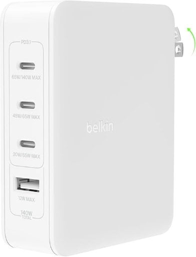 Belkin 140W GaN 4-Port Charger w/ 3x USB-C & USB-A Deal