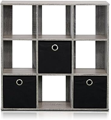 Furinno Simplistic 9-Cube Organizer with Bins