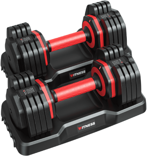 GIKPAL 50lb 5-in-1 Adjustable Dumbbells w/ Rack 2-Pack