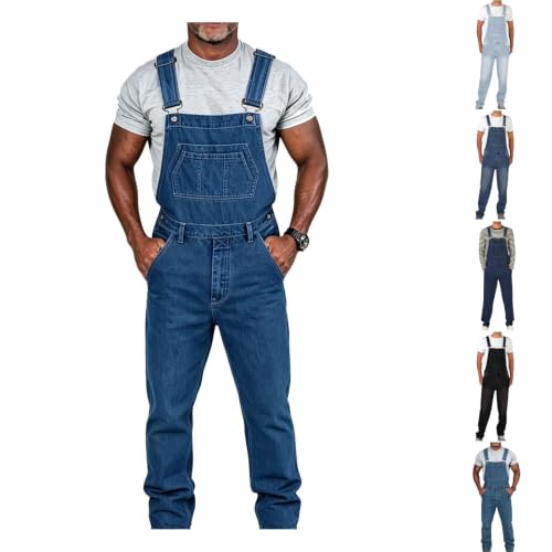 Men Denim Bib Adjustable Overalls Deal