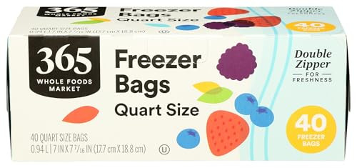 365 by Whole Foods Market Quart Double Zipper Freezer Bag 40-Count