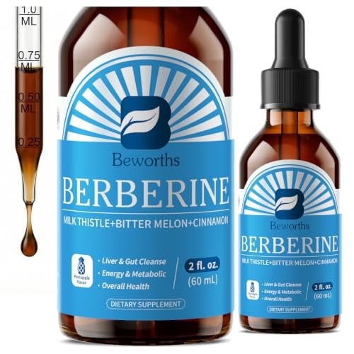 Berberine Supplement Drops with Ceylon Cinnamon, Milk Thistle, Bitter Melon
