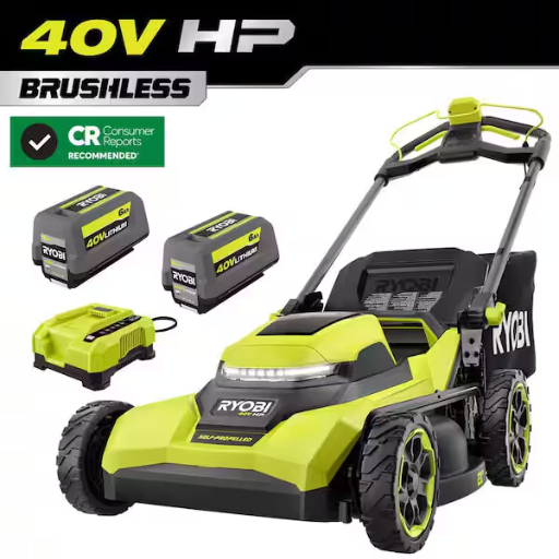 YMMV | RYOBI 40V HP Brushless 21 in. Cordless Battery Walk Behind Self-Propelled Lawn Mower with (2) 6.0 Ah Batteries