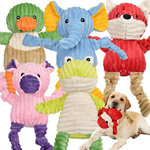 5-Pack Stuffed Squeaky Tough Dog Toys Assortment