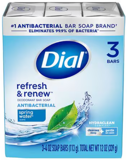 Dial Antibacterial Deodorant Bar Soap Spring Water 3-Pack Deal