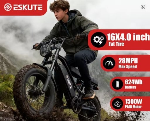 Eskute V100 Electric Bike 16" x 4" Fat Tire Deal