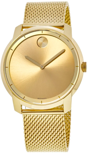 Movado Men's Bold Yellow Gold Tone Mesh Steel Band Watch