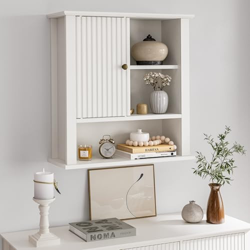 RoyalCraft Wall Bathroom Medicine Cabinet w/ Fluted Sliding Door & Adjustable Shelf