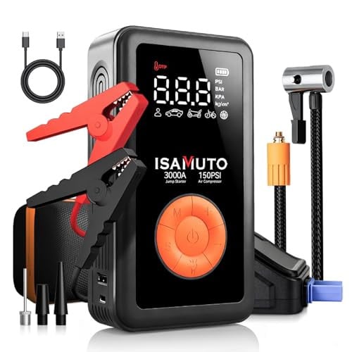 3000A Car Battery Jump Starter with Air Compressor 12000mAh Deal