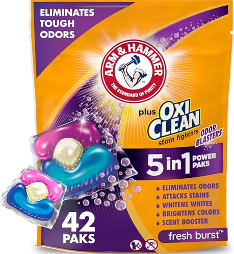 ARM & HAMMER Plus OxiClean Odor Blasters Laundry Detergent Pak, 42 Count