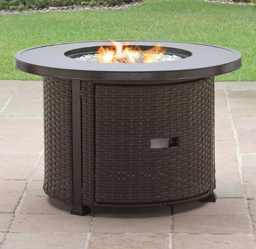 Better Homes & Gardens 37" Round 50,000 BTU Propane Gas Fire Pit Table with Glass Beads