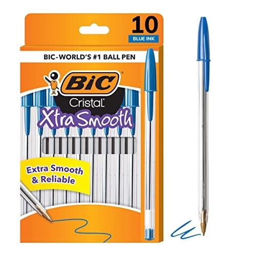 BIC Cristal Xtra Smooth 1.0mm Medium Point Ballpoint Pens (Blue) 10-Ct Deal