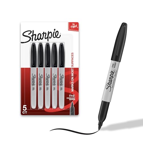 Sharpie Permanent Markers, Fine Tip, Black, 5 Count Deal