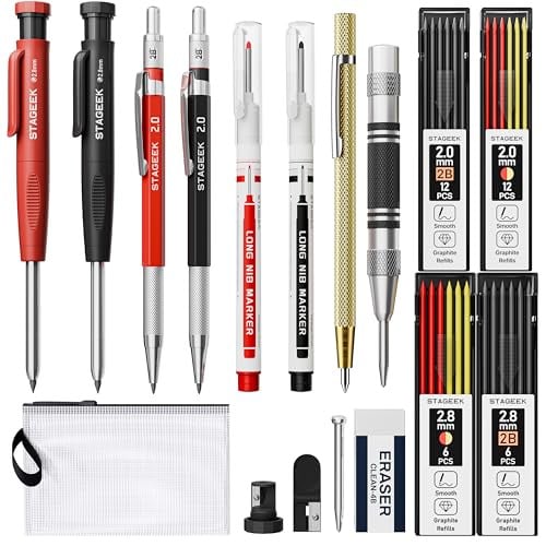 STAGEEK Mechanical Carpenter Pencil Sets w/ Refills & Layout Tools: 17-Piece Set Deal