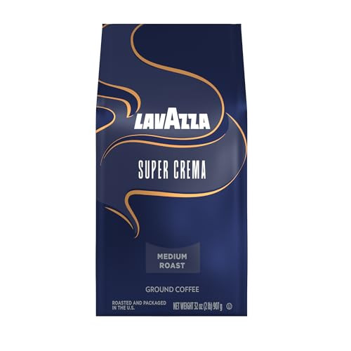 Lavazza Super Crema Ground Coffee, Medium Roast, Arabica and Robusta Blend, 32 Oz. Bag