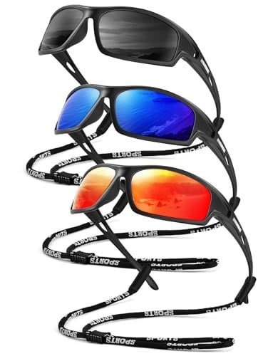QALLY Men's Polarized UV400 Protection Sport Sunglasses 3-Pairs Deal