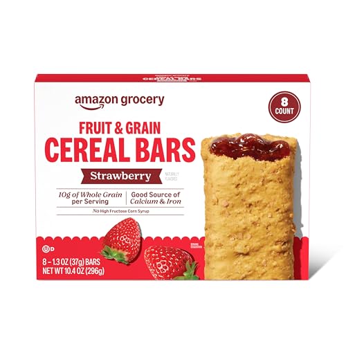 Amazon Grocery Fruit & Grain Cereal Bars, Strawberry, 8 Ct