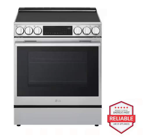 LG  5 Burner Element Slide-In Electric Range in PrintProof Stainless Steel w/Instaview, Air Fry, ProBake