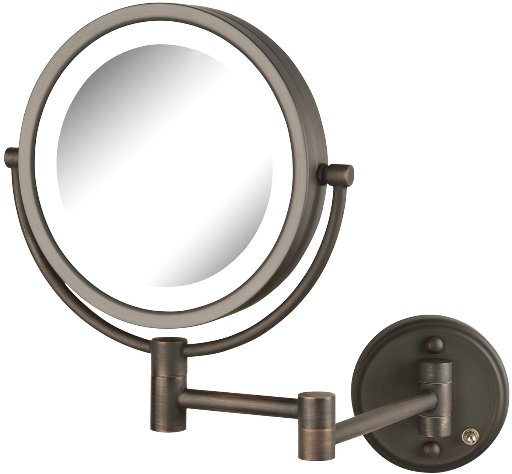 JERDON Two-Sided Wall-Mounted Makeup Mirror 8.5-inch 8X/1X Magnification