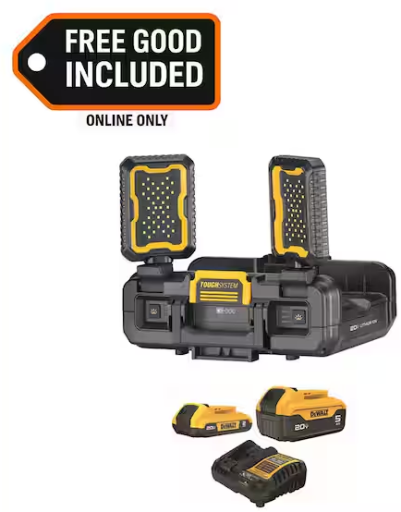 DEWALT TOUGHSYSTEM 2.0 FLEX VOLT 4000 Lumen LED Work Light with 5 Ah & 2 Ah Batteries