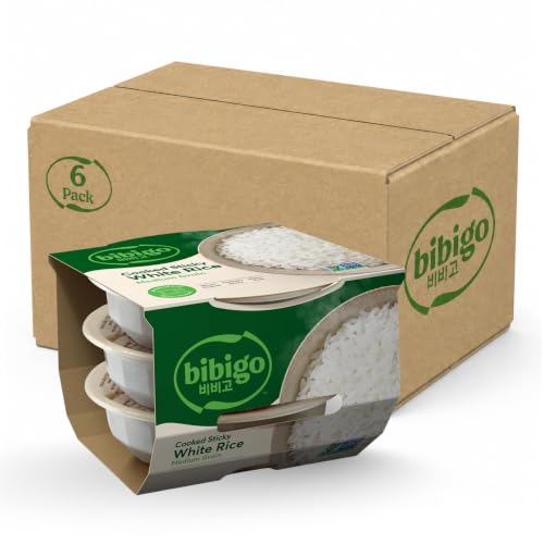Bibigo Korean Sticky White Rice Microwavable, 7.4 oz 18-Pack Deal