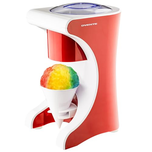 OVENTE Shaved Ice & Snow Cone Machine w/ Reusable Cup (Red)