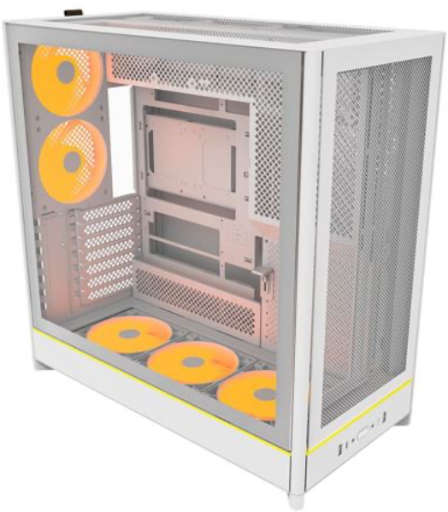 Montech HS01 PRO ARGB ATX Mid-Tower Computer Case w/ 5 x ARGB PWM Fans (White)