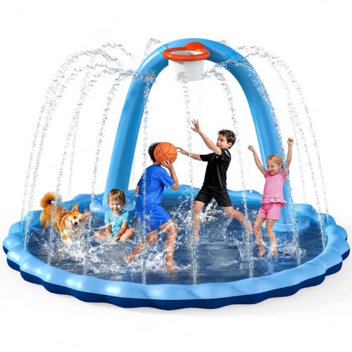 Instraella 9' 2-in-1 Large Sprinkler Splash Pad w/ Basketball Hoop & Arch Deal