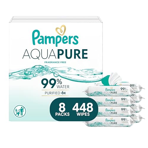 Pampers Aqua Pure Fragrance-Free Baby Wipes 8-Pack 56-Count