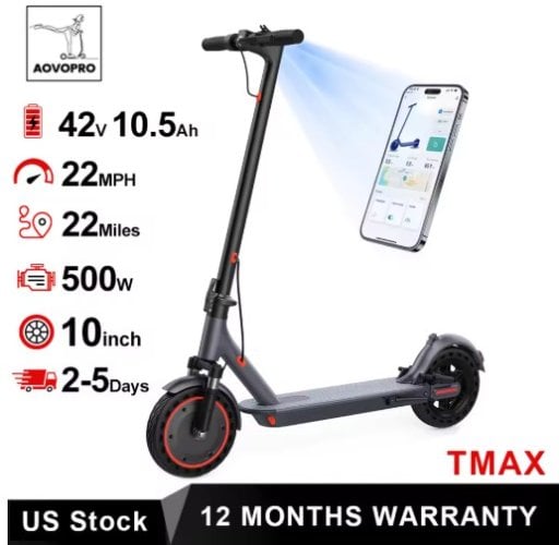 AOVOPRO TMAX 10inch Electric Scooter 500W 22MPH Deal
